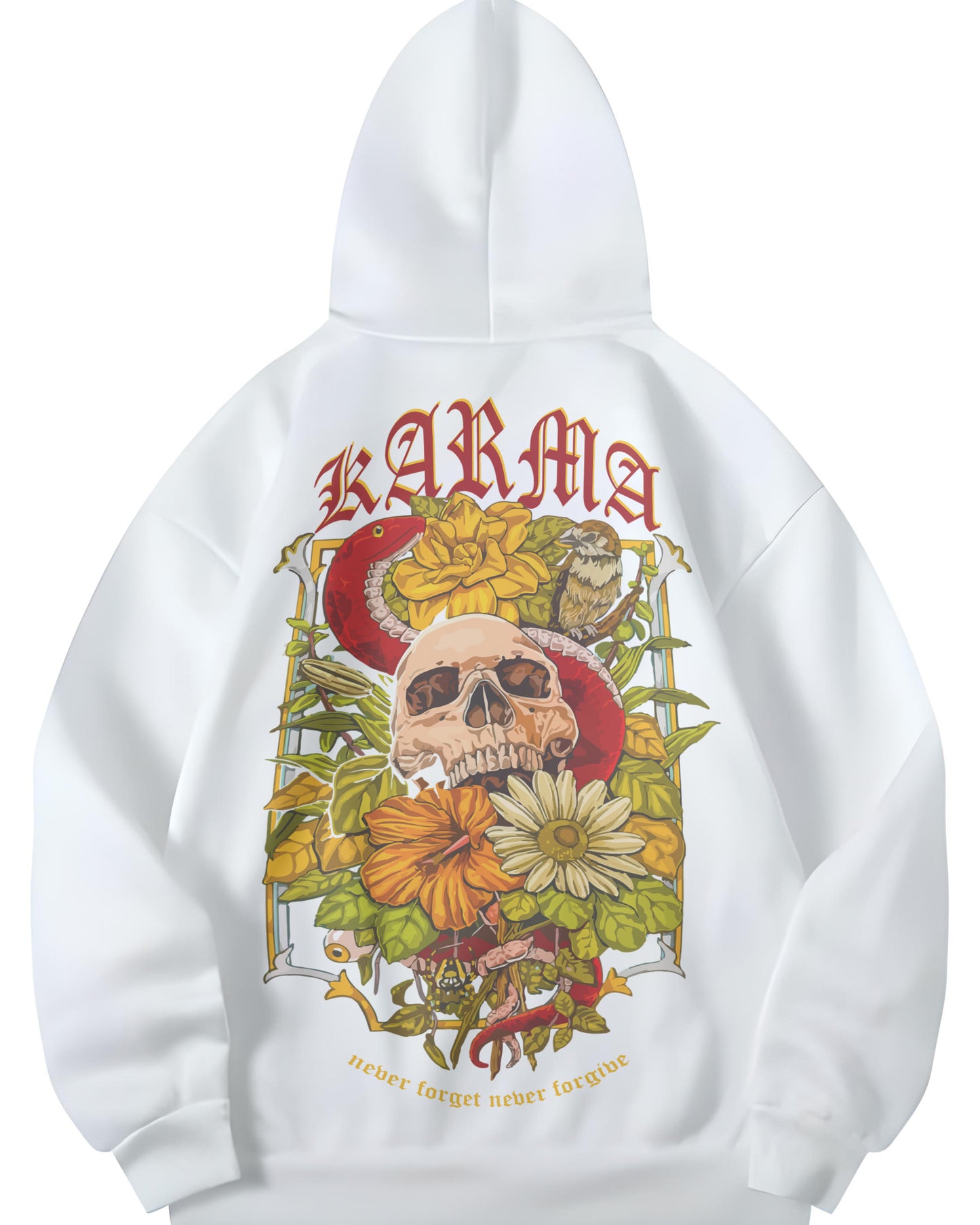 KARMA SKULL POISON POLICY WHITE REGULAR HOODIE