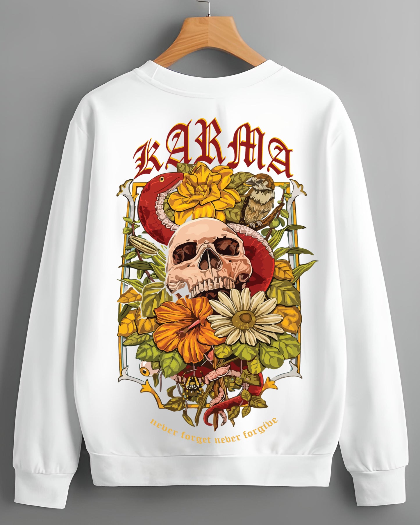 KARMA SKULL POISON POLICY WHITE REGULAR SWEATSHIRT