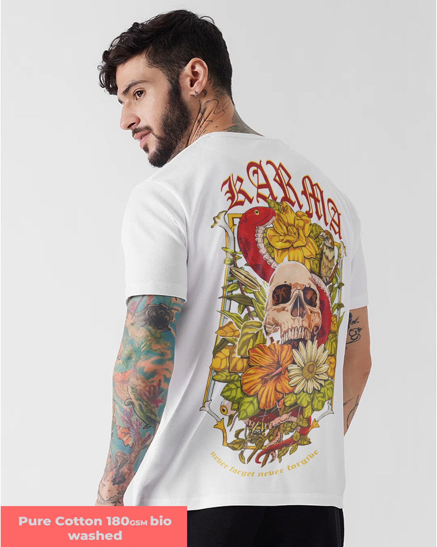 KARMA SKULL POISON WHITE REGULAR T-SHIRT