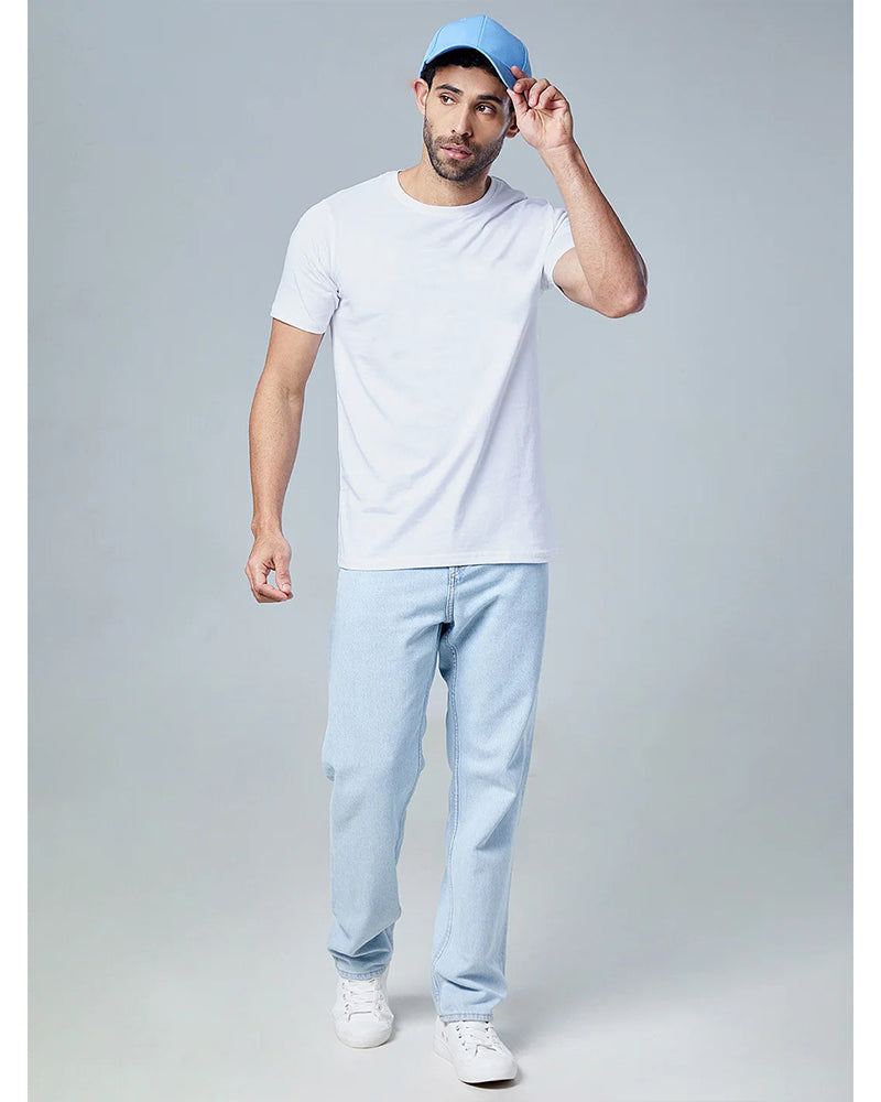 Solid Regular Fit White T-Shirt