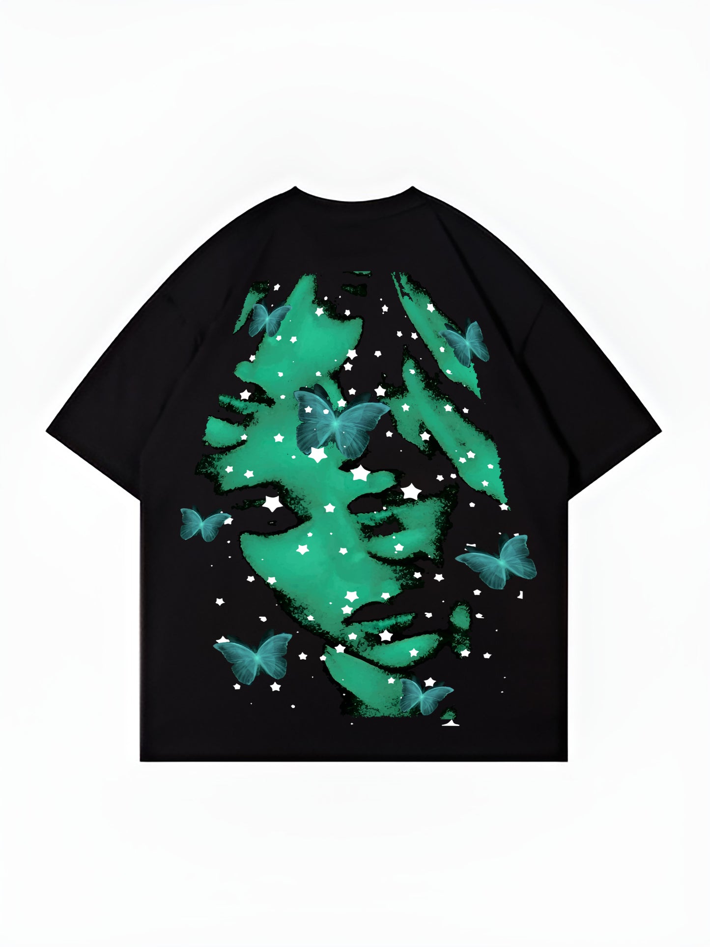 Cosmic Butterfly 260GSM COTTON BLACK | OVERSIZED TEE