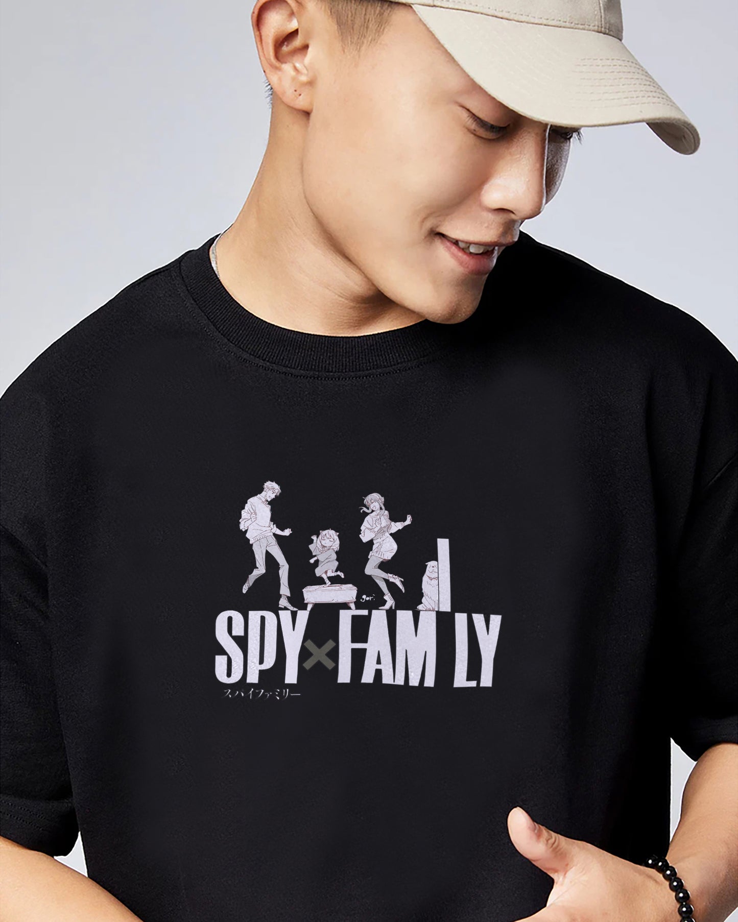 Spy Family 260GSM COTTON BLACK | OVERSIZED TEE