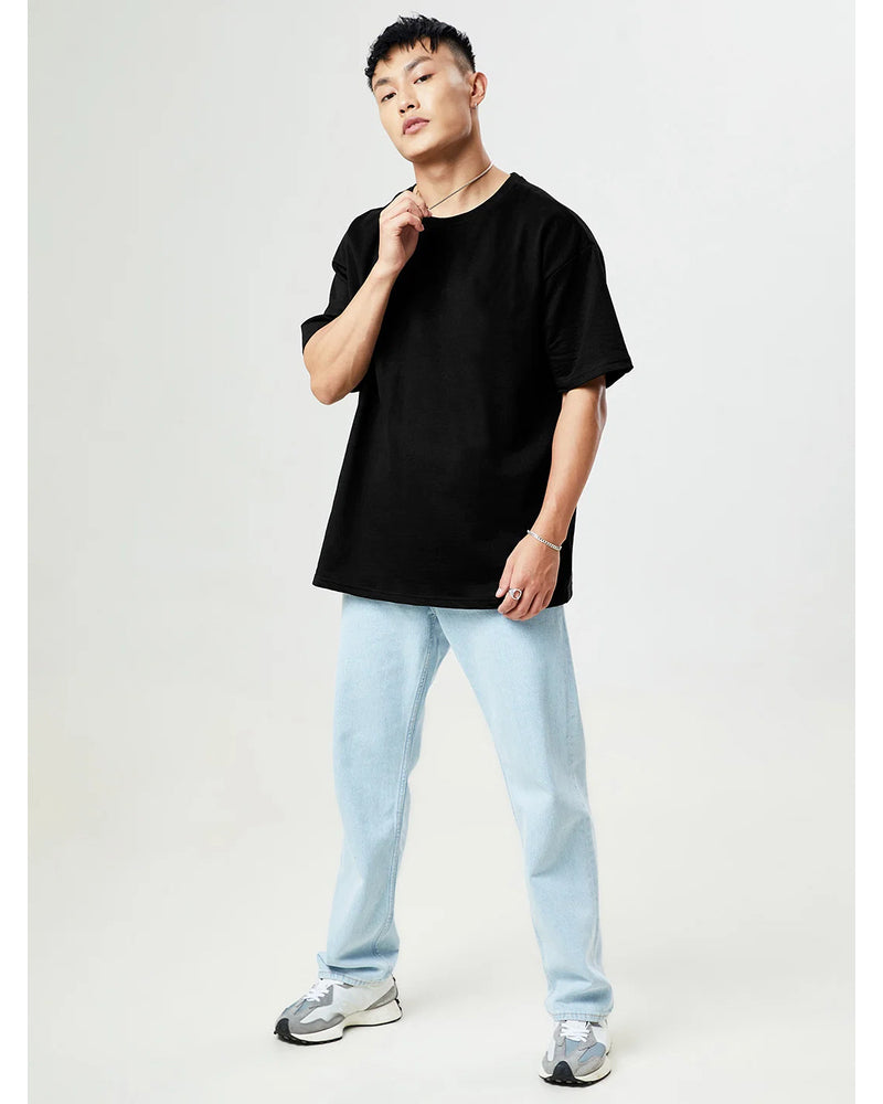 Solid Oversized Fit Black T-Shirt