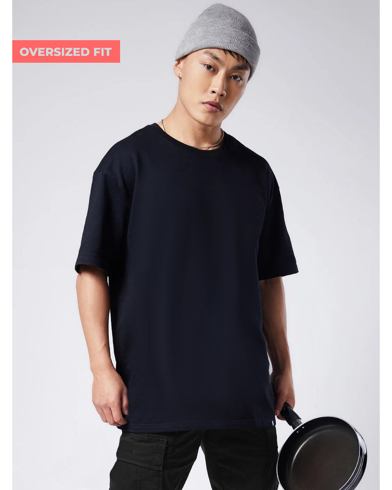 Solid Oversized Fit Black T-Shirt