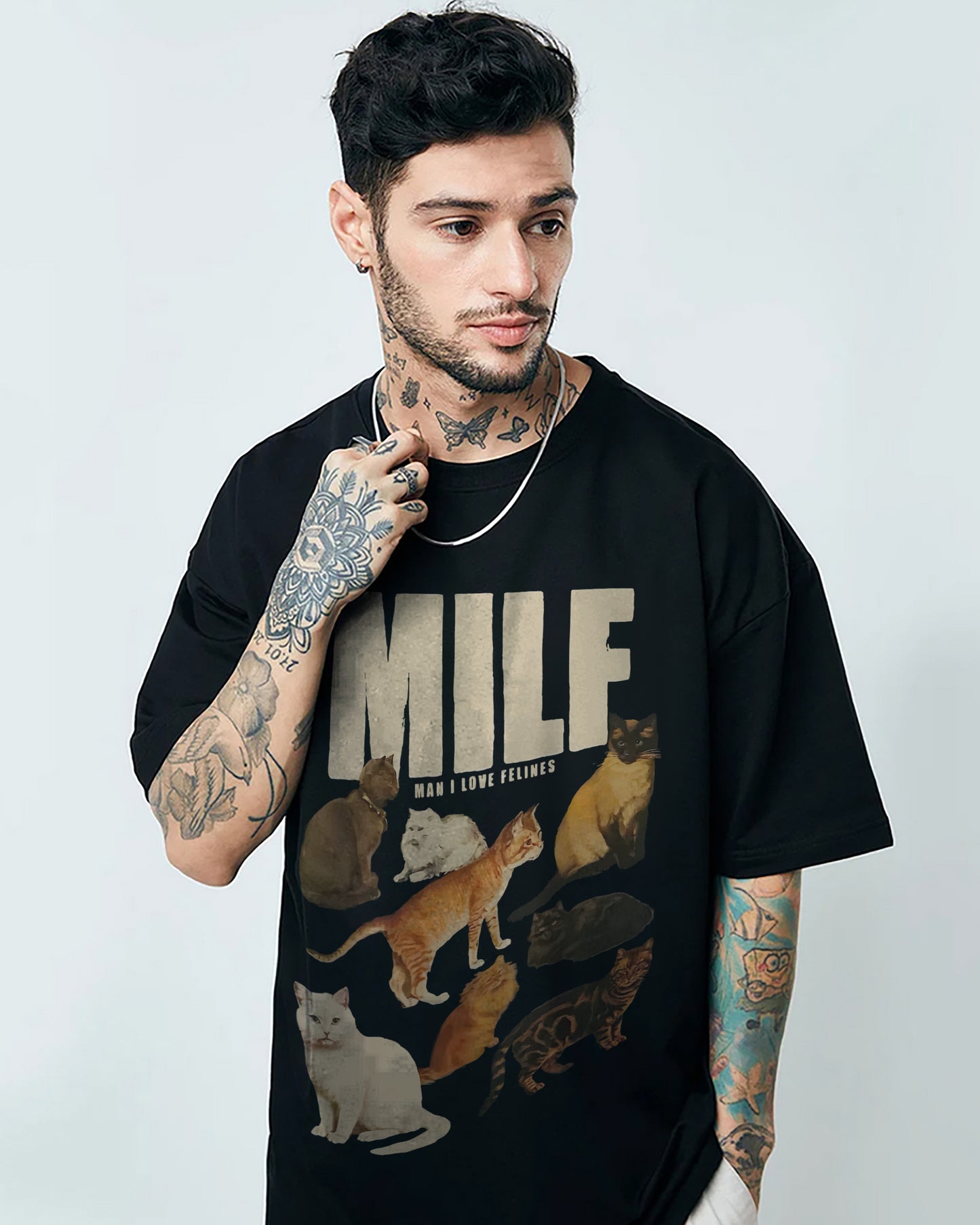 MILF 260GSM COTTON BLACK | OVERSIZED TEE