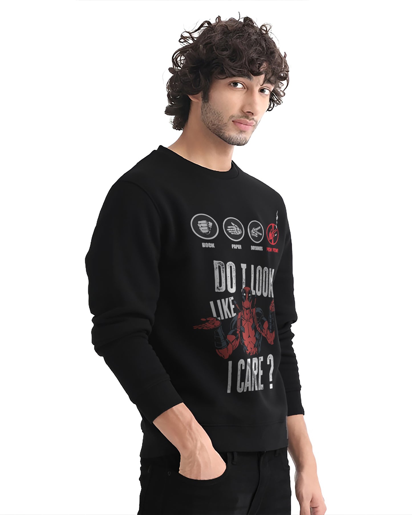 I don't Care Deadpool Black | Regular Fit Sweatshirt