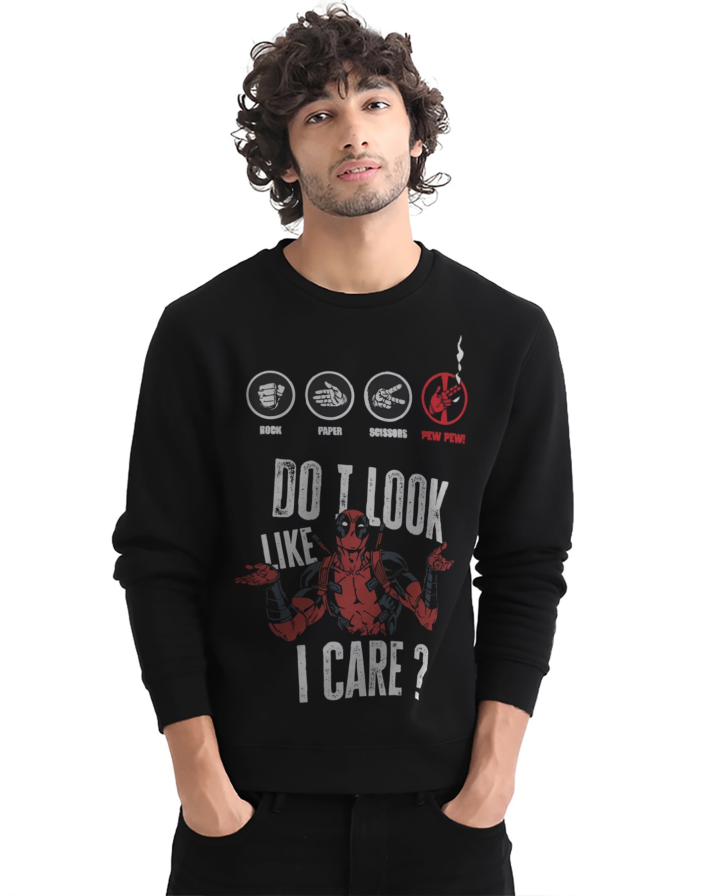 I don't Care Deadpool Black | Regular Fit Sweatshirt