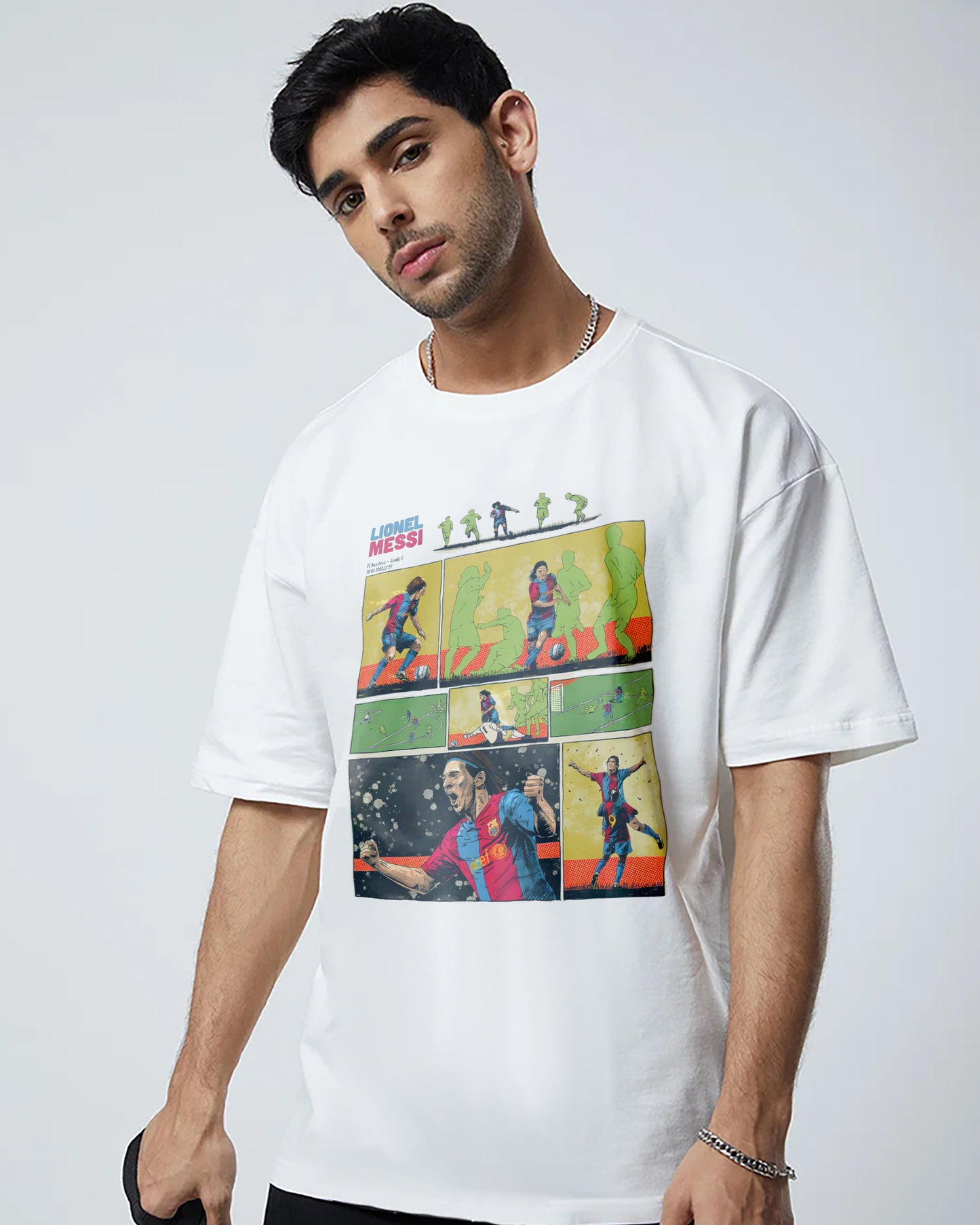 Messi 260GSM COTTON WHITE | OVERSIZED TEE