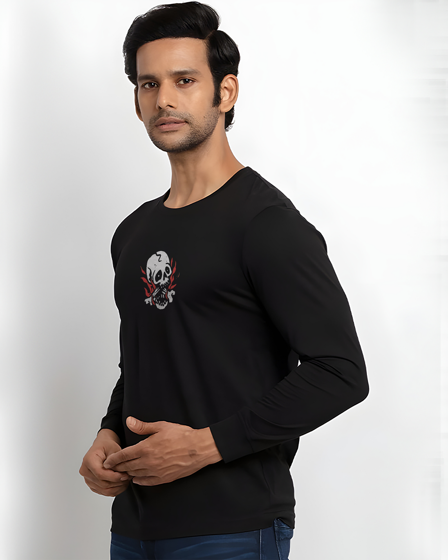 SOFT AND SLOW MOKSH BLACK FULL LSEEVES T-SHIRT