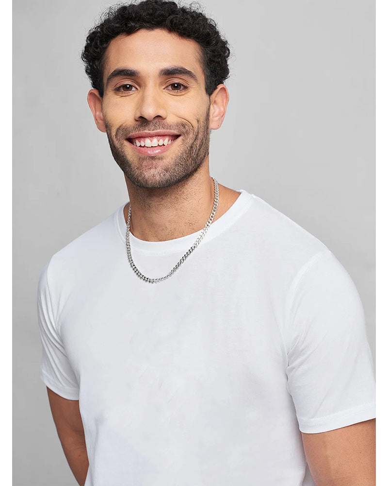 Solid Regular Fit White T-Shirt