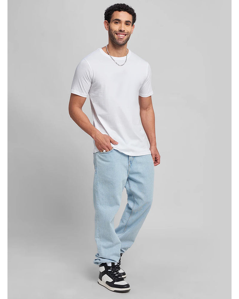 Solid Regular Fit White T-Shirt