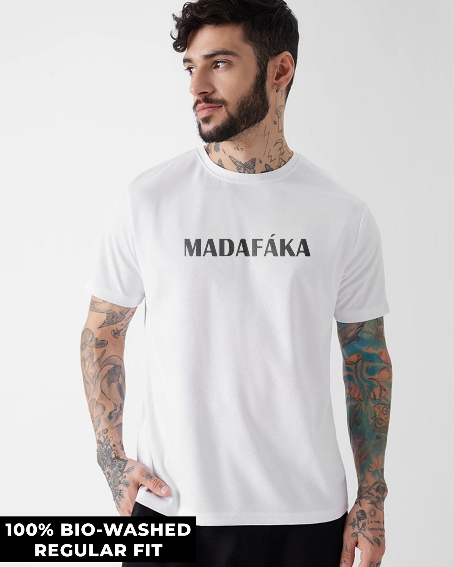 MADAFAKA White Cotton | Regular Fit Tee