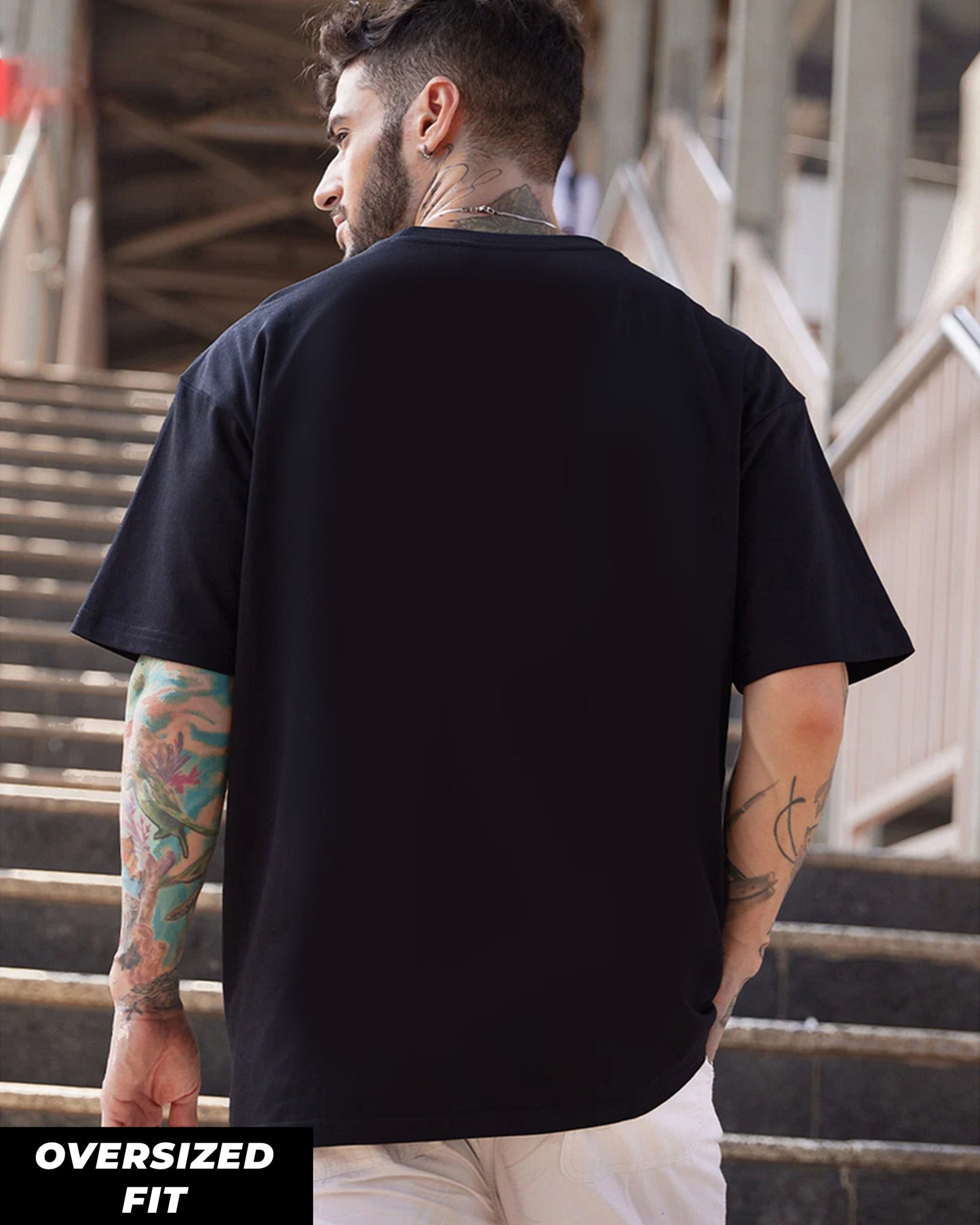 Imperfection Printed Oversized Tee Black