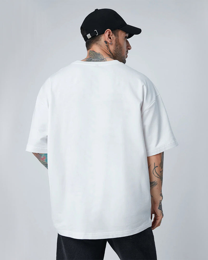 Solid Oversized Fit White T-Shirt