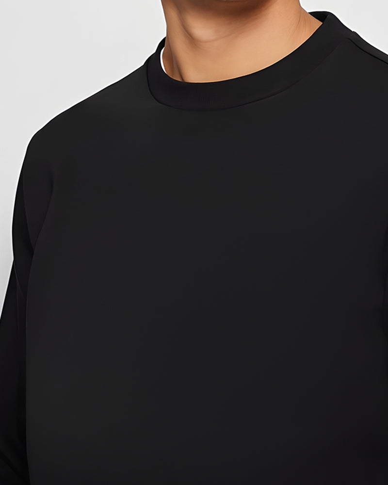 Solid Regular Fit Black Sweatshirt