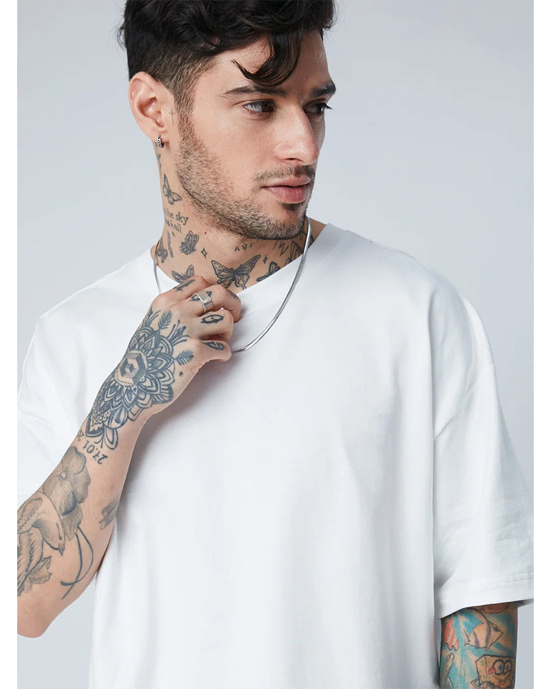 Solid Oversized Fit White T-Shirt