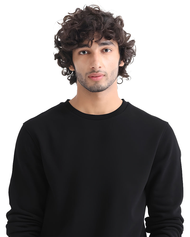 Printed Black Cotton | Regular Fit Sweatshirt