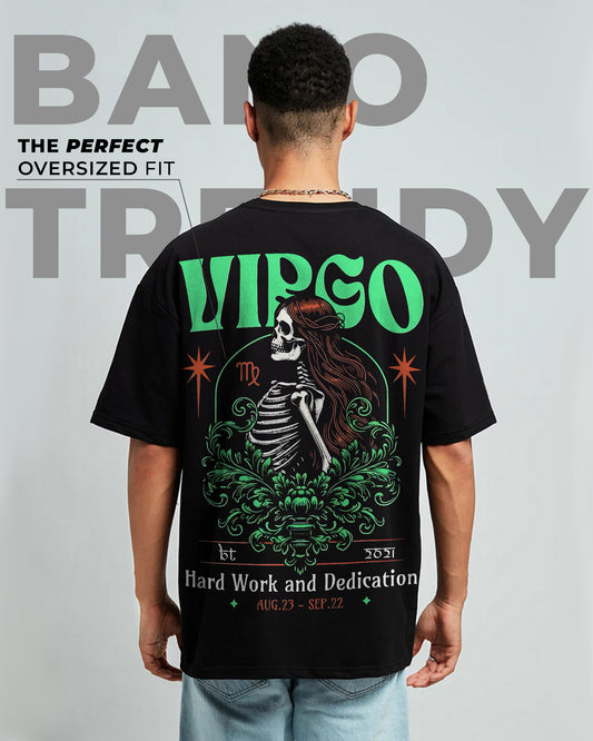 VIRGO ZODIAC OVERSIZED T-SHIRT BLACK 260GSM