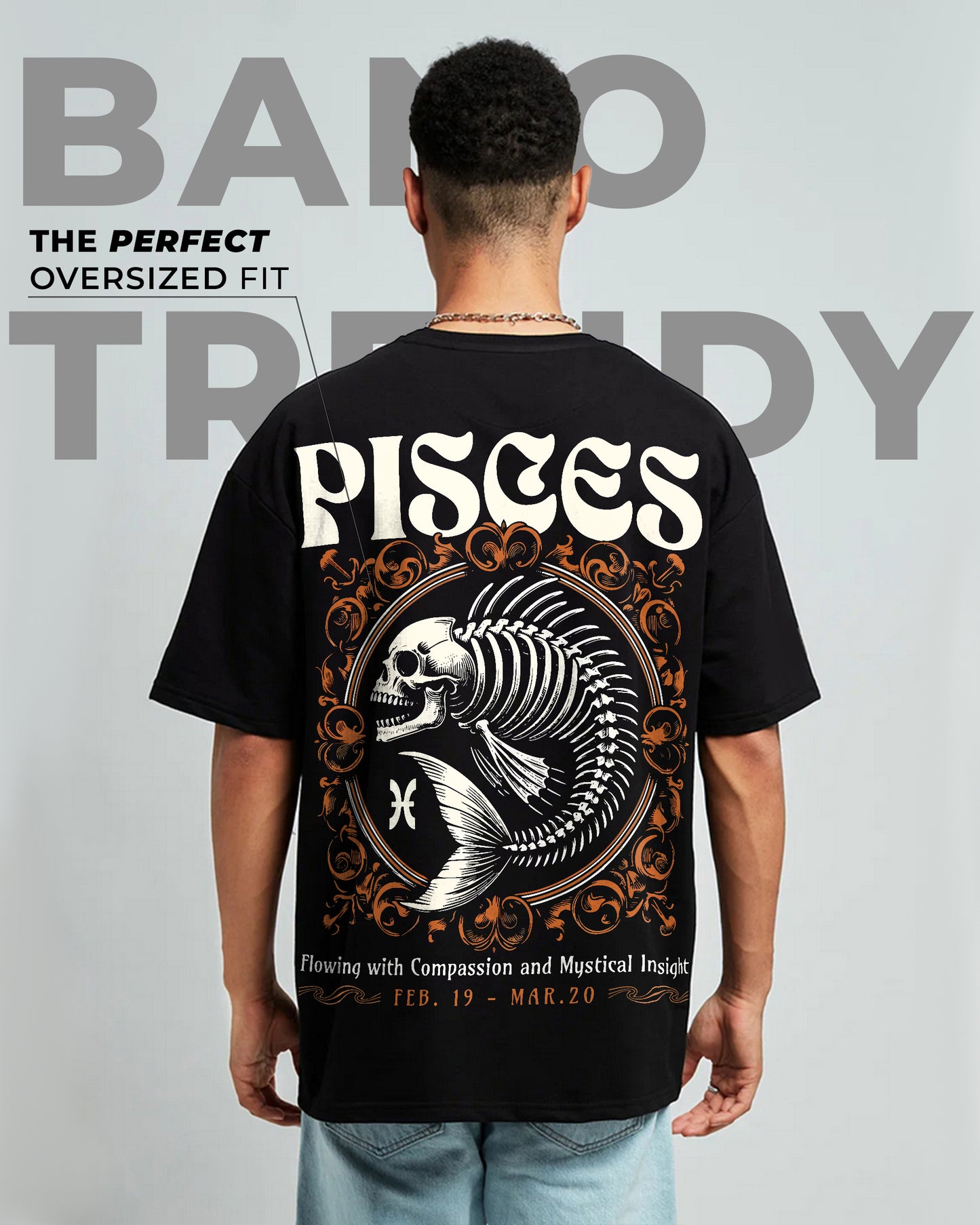 PISCES OVERSIZED T-SHIRT BLACK 260GSM