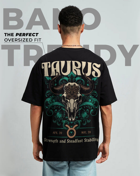 TAURUS ZODIAC OVERSIZED T-SHIRT BLACK 260GSM