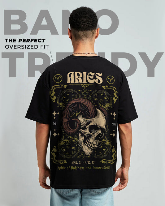 ARIES OVERSIZED T-SHIRT BLACK 260GSM