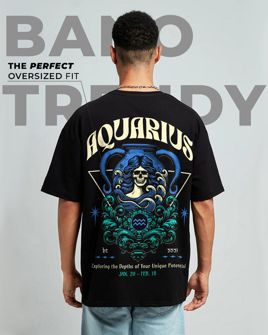 AQUARIUS OVERSIZED T-SHIRT BLACK 260GSM