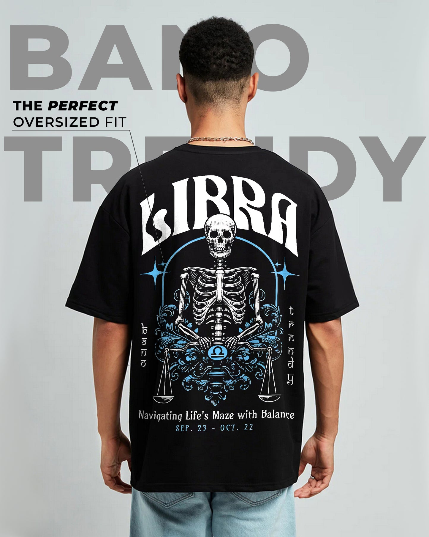 LIBRA ZODIAC OVERSIZED T-SHIRT BLACK 260GSM