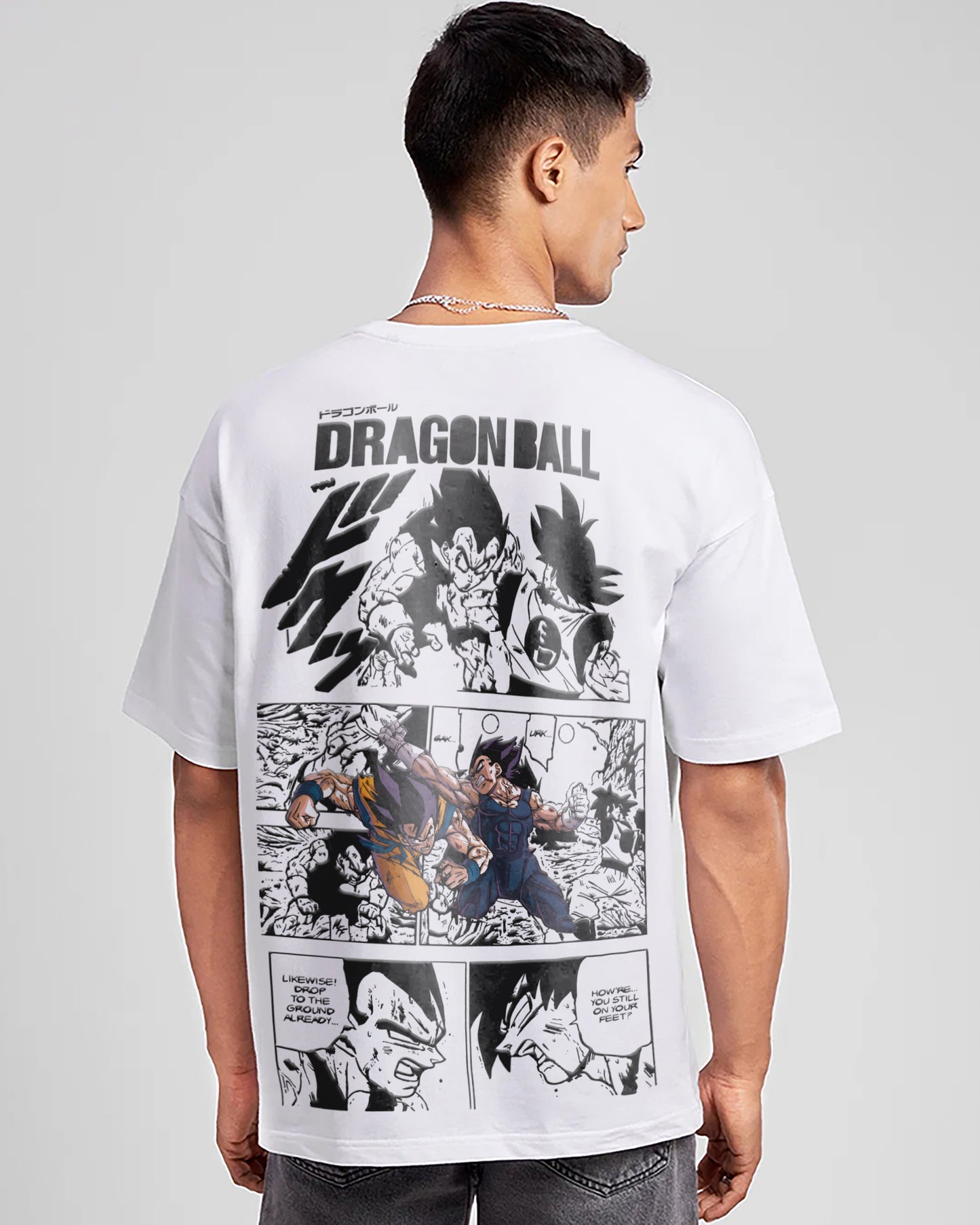 DBZ Comic Style White Oversized Tee 260GSM Cotton