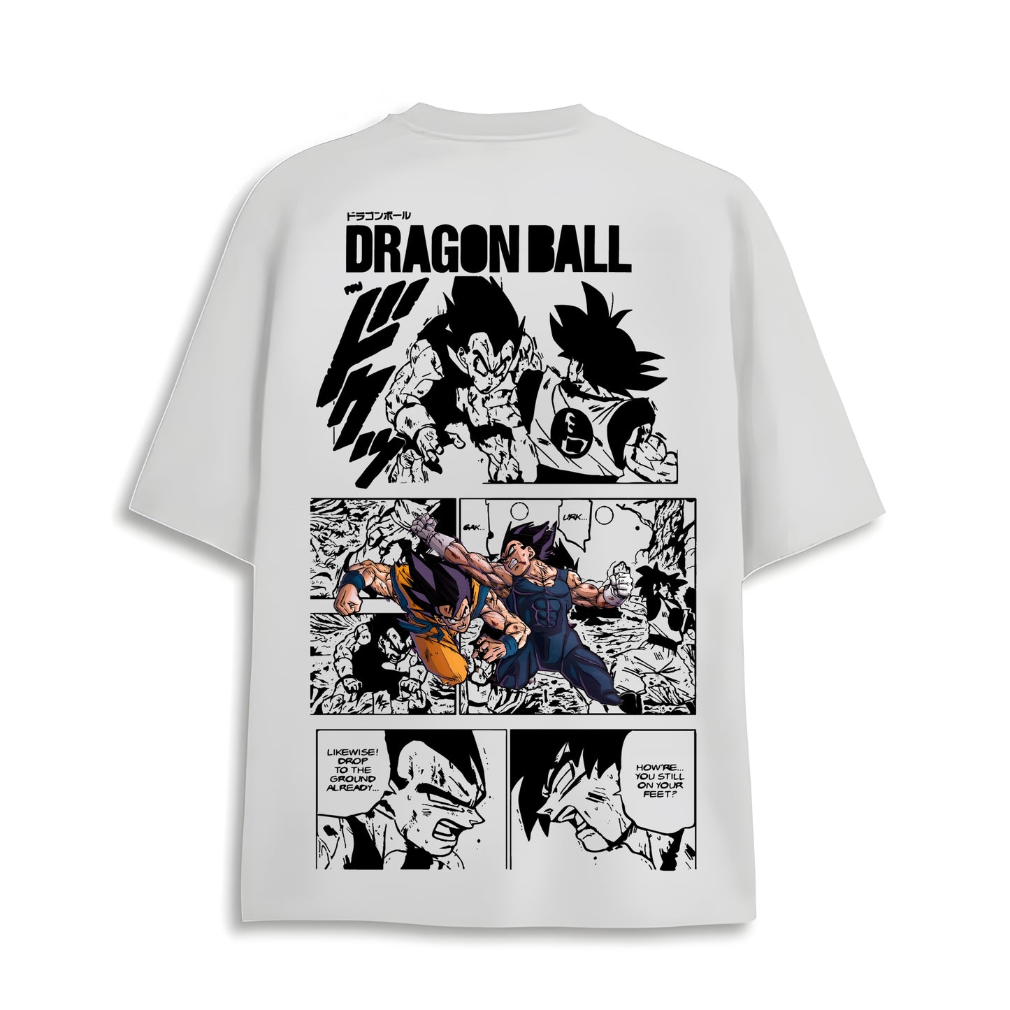 DBZ Comic Style White Oversized Tee 260GSM Cotton