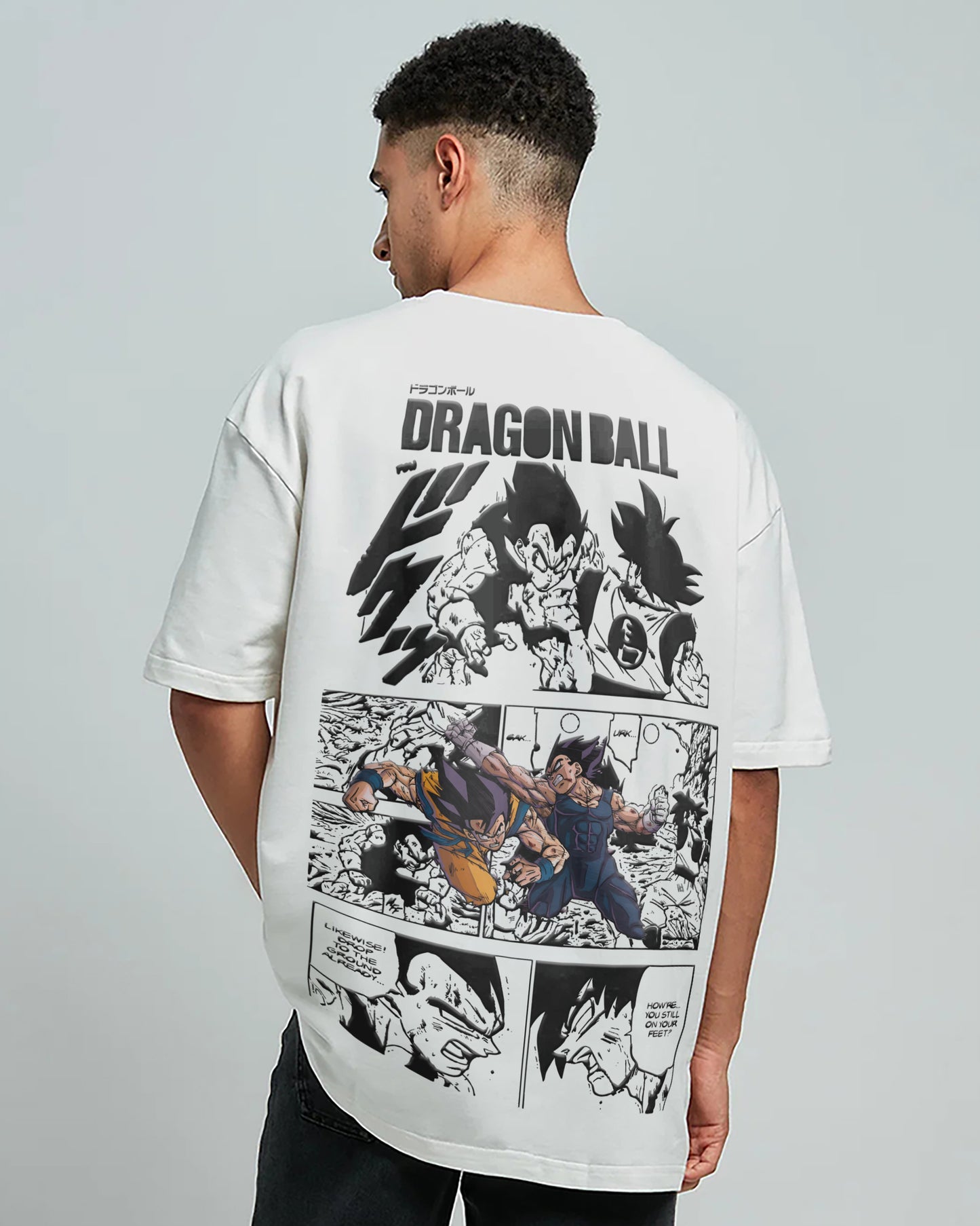 DBZ Comic Style White Oversized Tee 260GSM Cotton