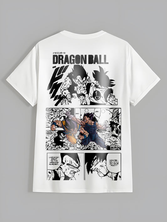 DBZ Comic Style White Regular Fit Tee | Pure Cotton