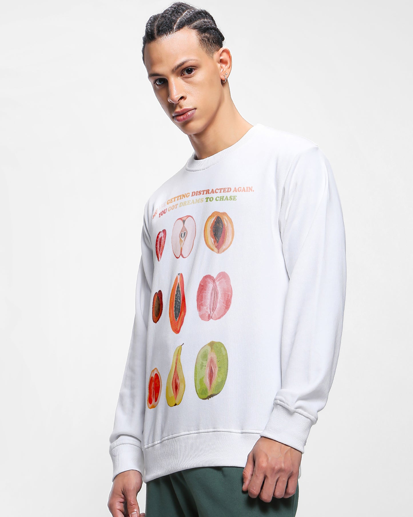 Dirty Minded White Cotton | Regular Fit Sweatshirt