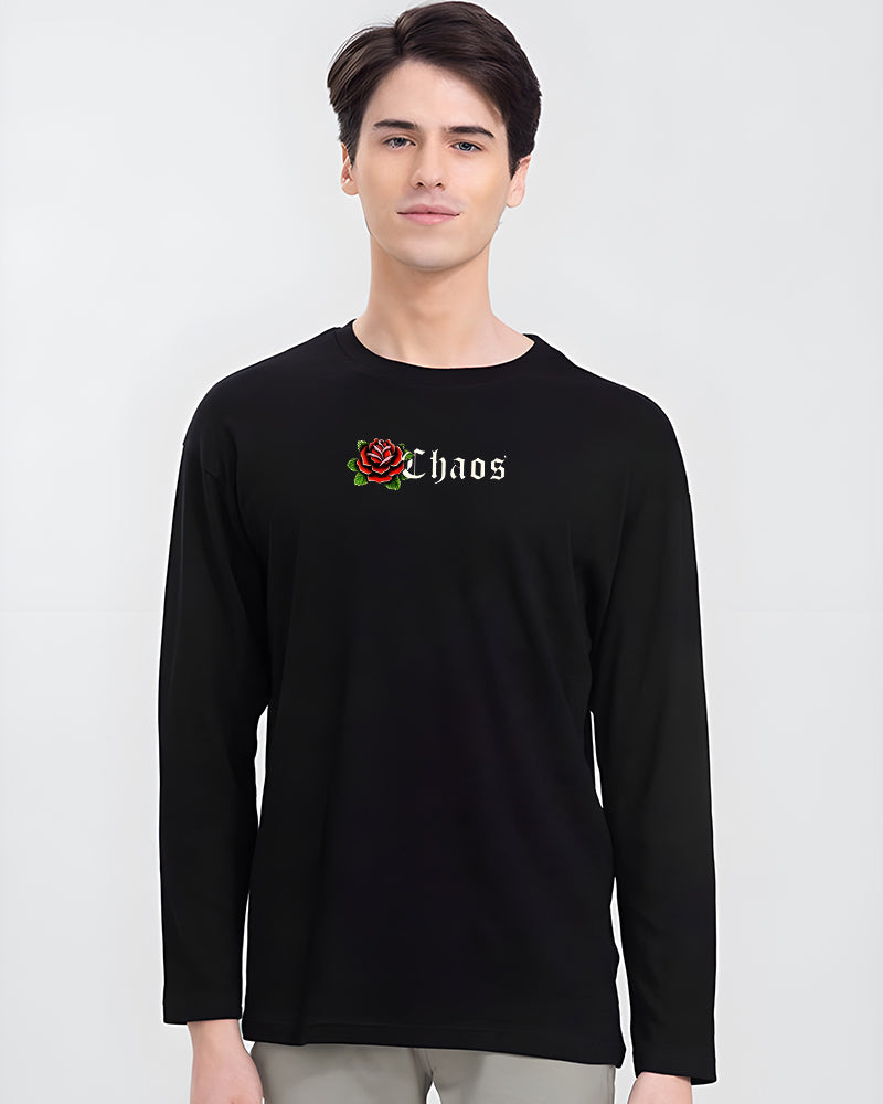 BEAUTIFUL CHAOS FULL SLEEVES BLACK T-SHIRT