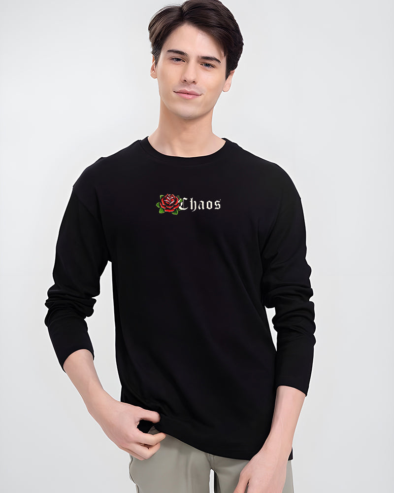 BEAUTIFUL CHAOS FULL SLEEVES BLACK T-SHIRT