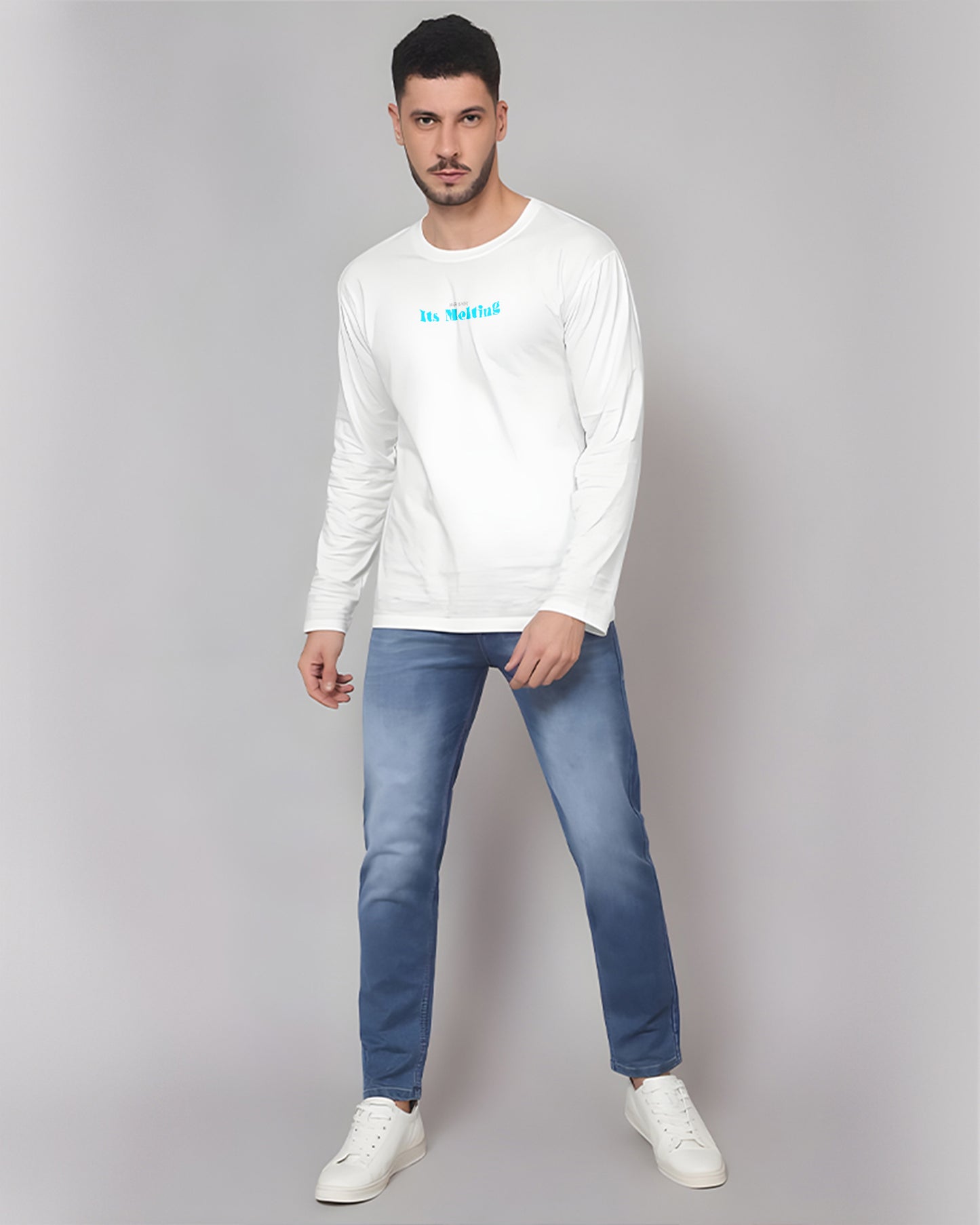 MELTING ICE AND BERG WHITE FULL SLEEVES T-SHIRT