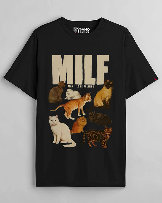 Milf Black Cotton | Regular Fit Tee