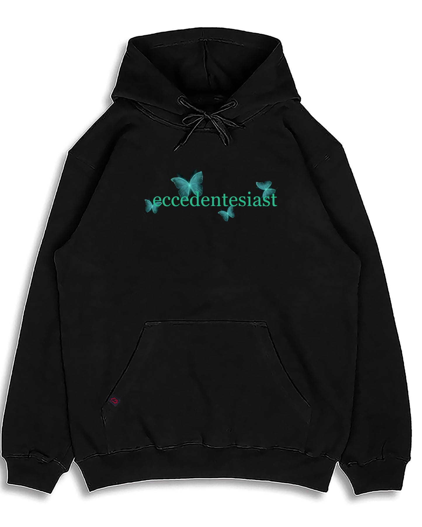 ECCEDENTESIAST BUTTERFLEIS GLITTER BLACK HOODIE