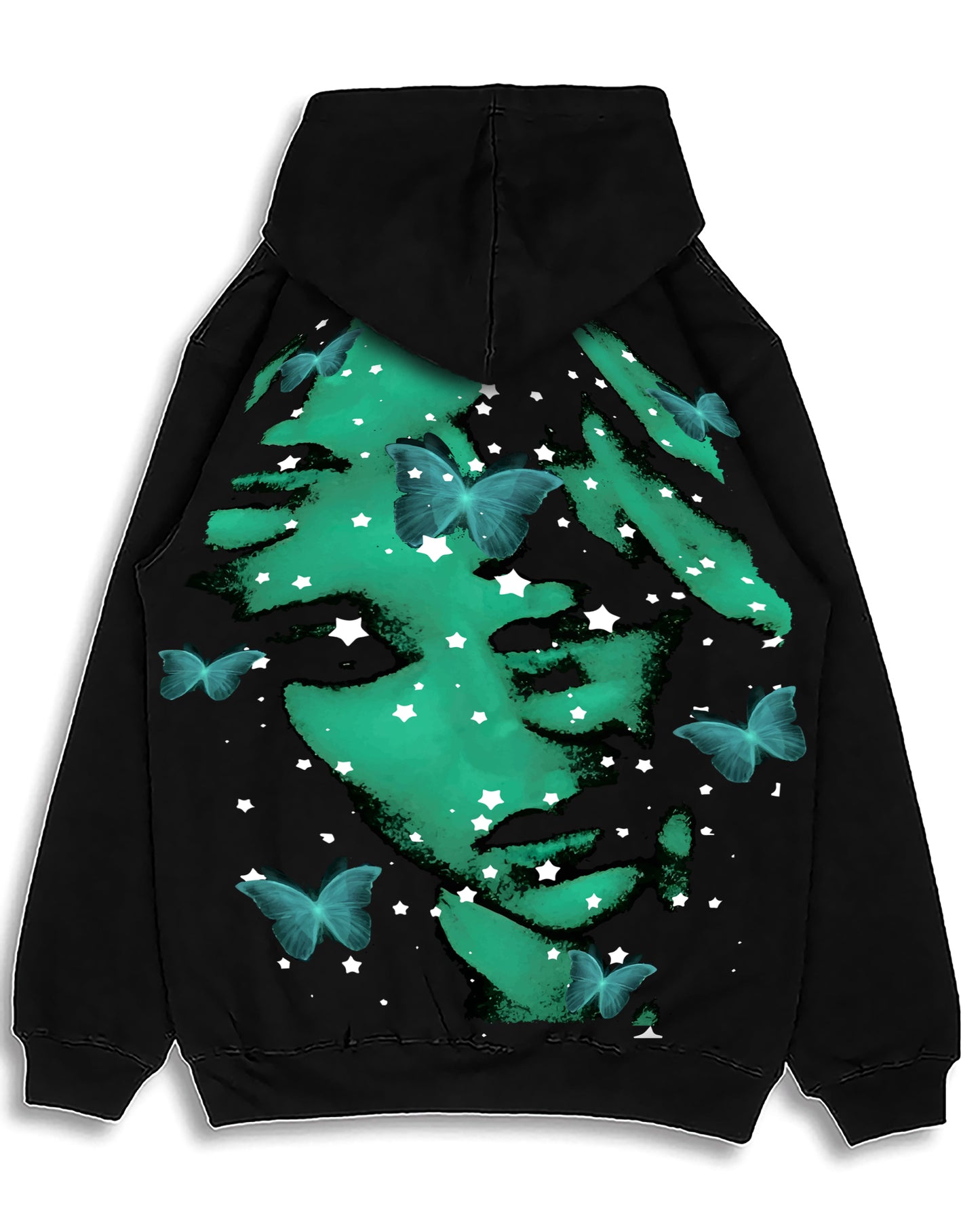 ECCEDENTESIAST BUTTERFLEIS GLITTER BLACK HOODIE