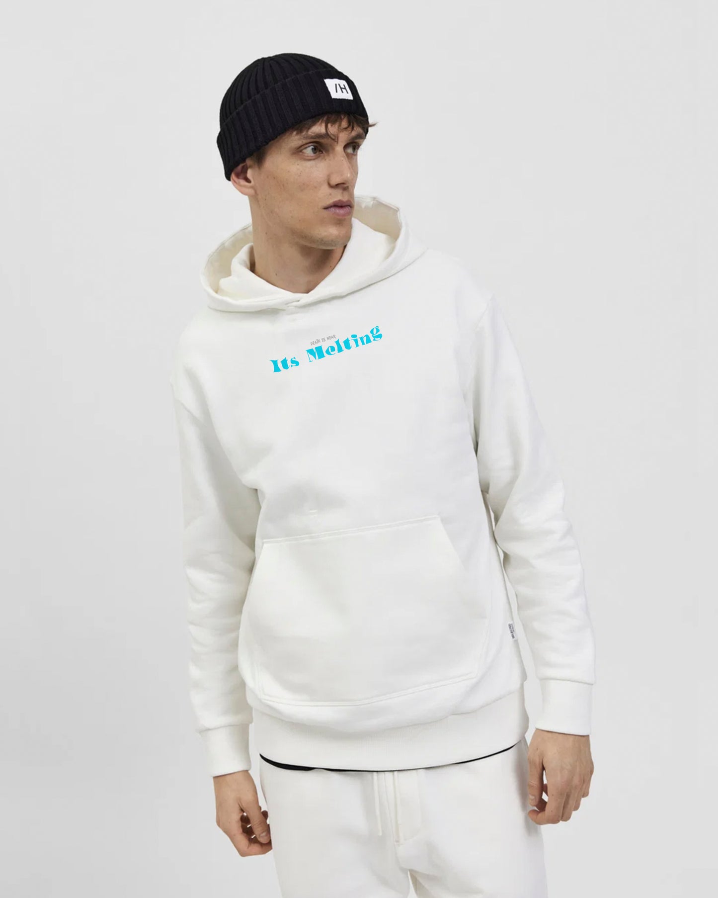 MELTING ICE AND CREAM REGULAR FIT WHITE HOODIE