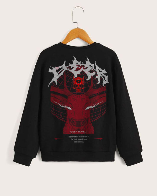 LUNAR DEER JUNGLE SKULL BLACK SWEATSHIRT