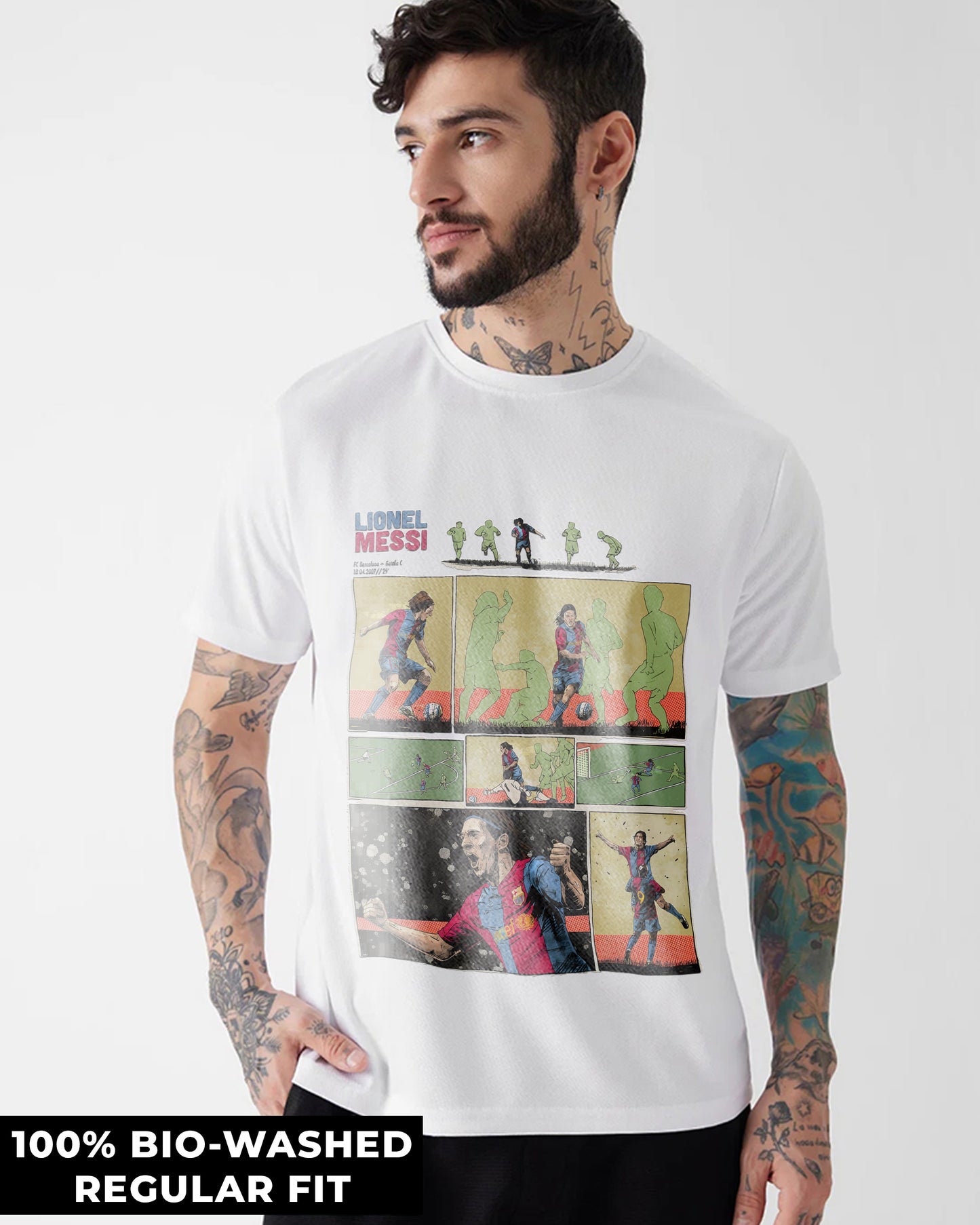 Messi White Cotton | Regular Fit Tee