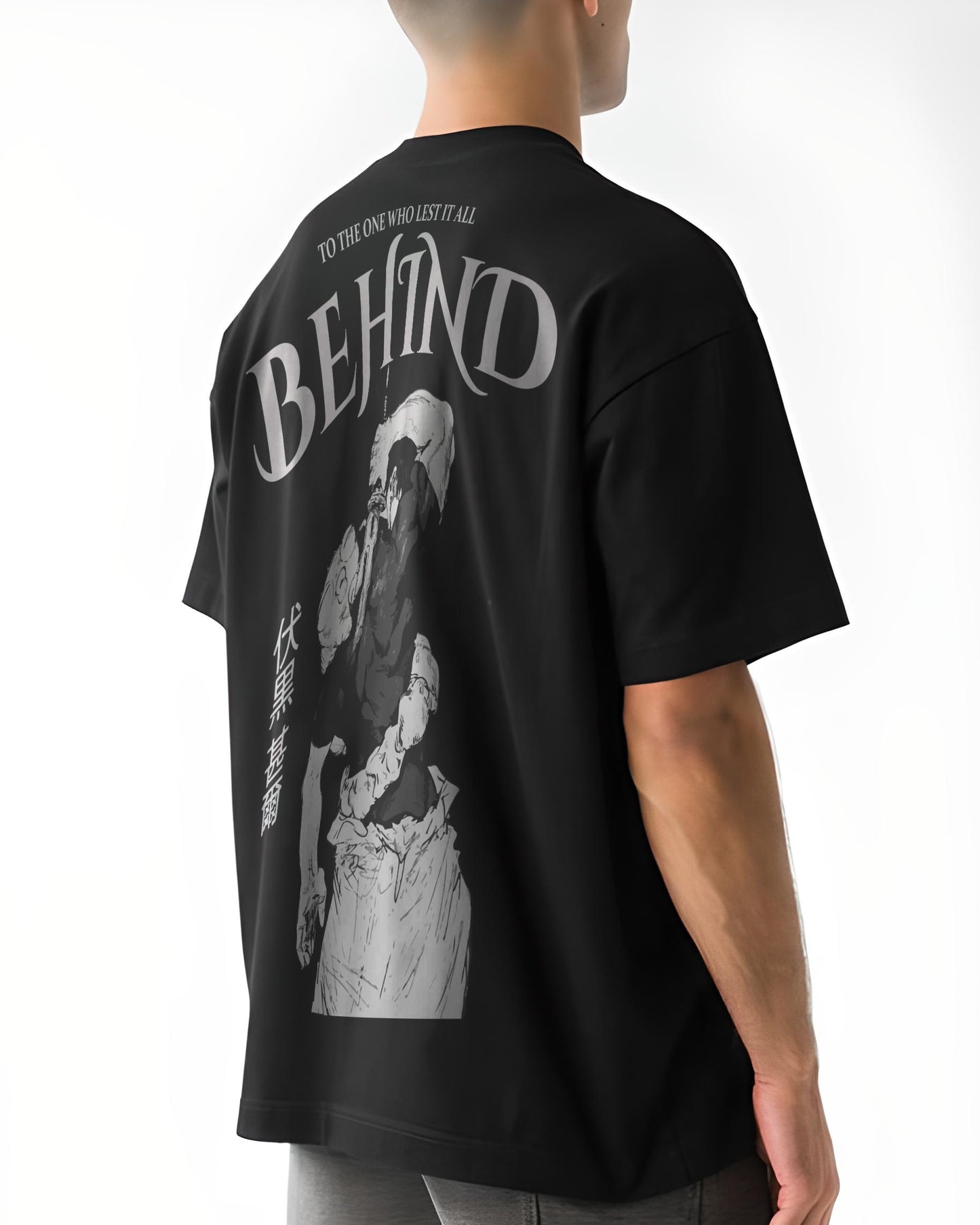 BEHIND ANIME GYM SWORD BLACK OVERSIZED T-SHIRT