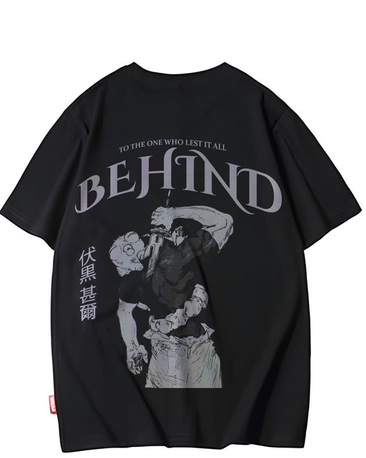 BEHIND ANIME GYM SWORD BLACK OVERSIZED T-SHIRT