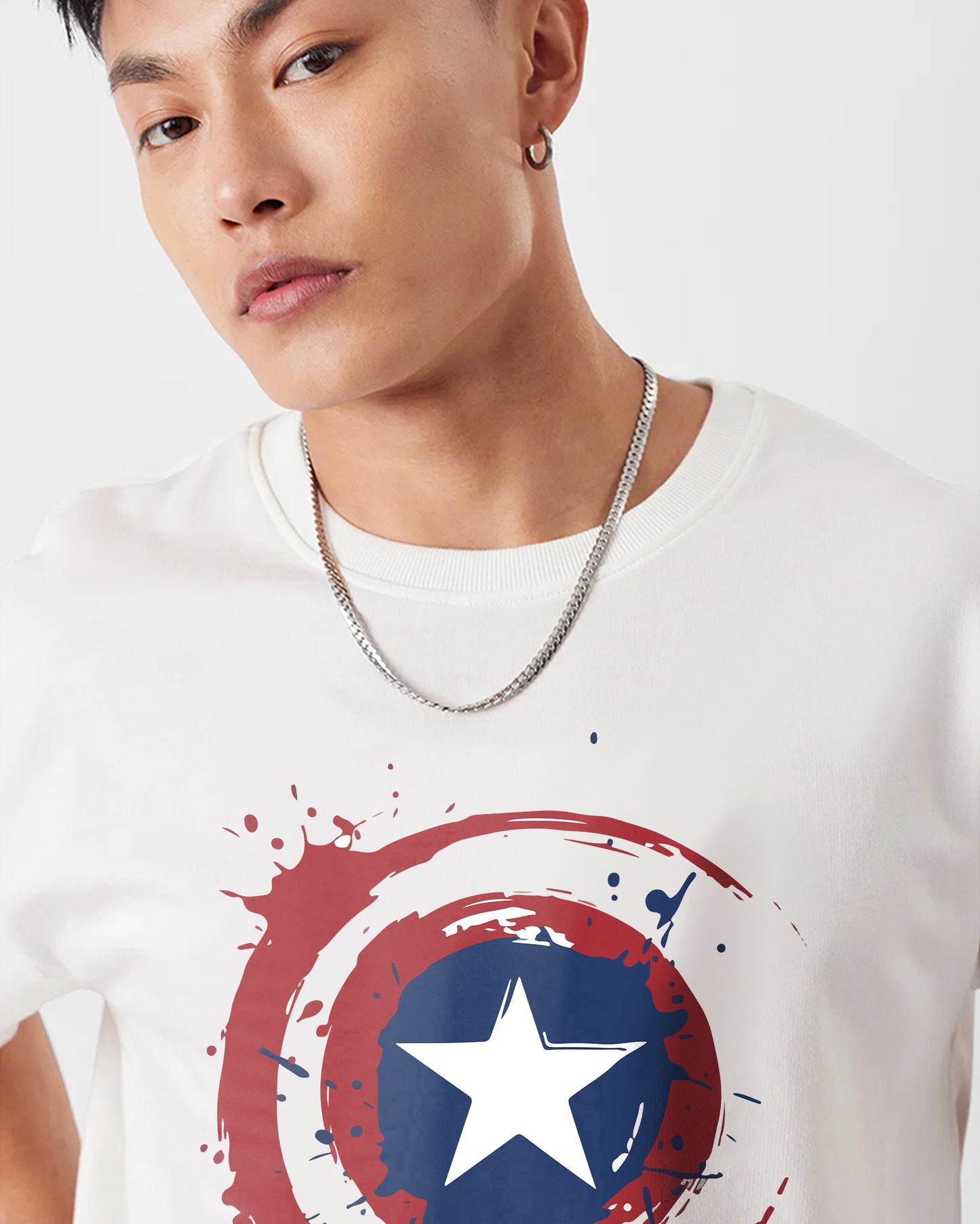 CAPTAIN AMERICA SHIELD WHITE OVERSIZED T-SHIRT