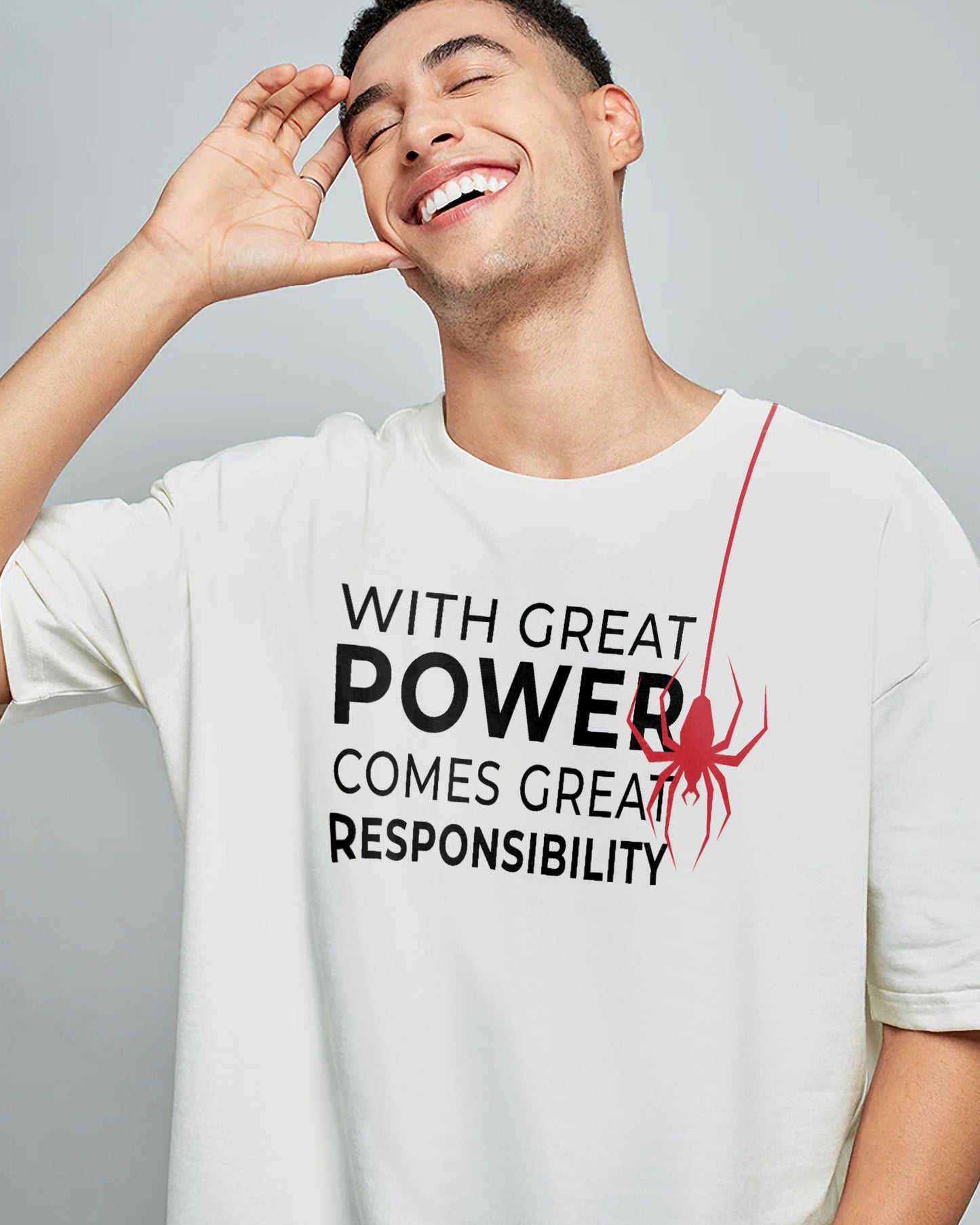 SPIDER MAN POWER WHITE OVERSIZED T-SHIRT