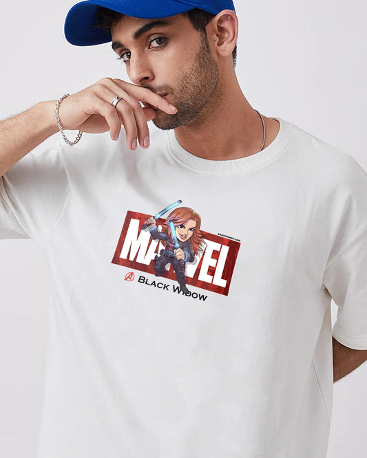 BLACK WIDOW MARVEL AVENGERS WHITE OVERSIZED T-SHIRT