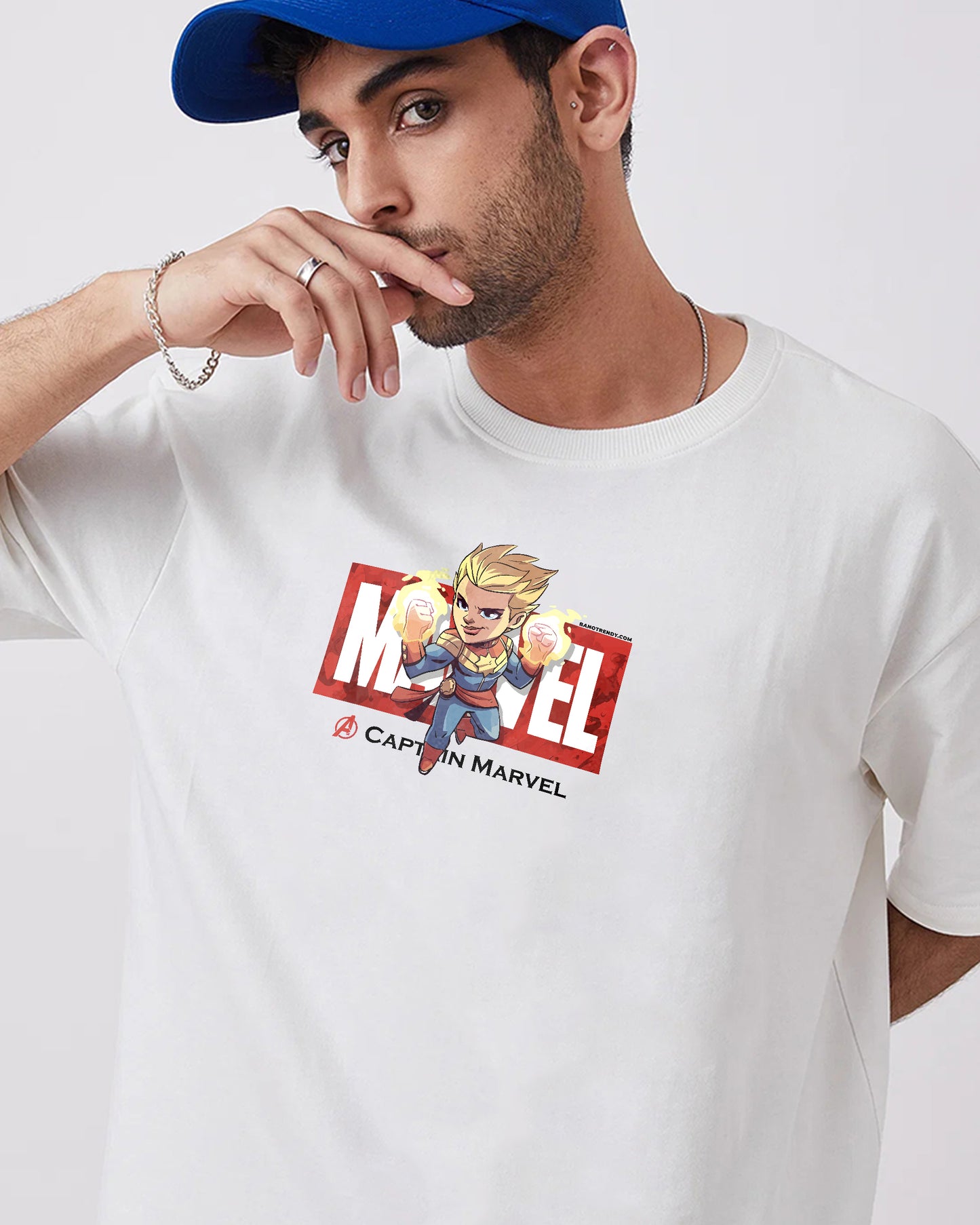 CAPTAIN MARVEL AVENGERS WHITE OVERSIZED T-SHIRT