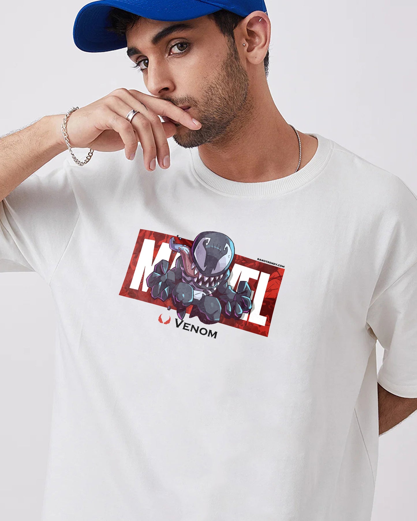 VENOM MARVEL AVENGERS WHITE OVERSIZED T-SHIRT