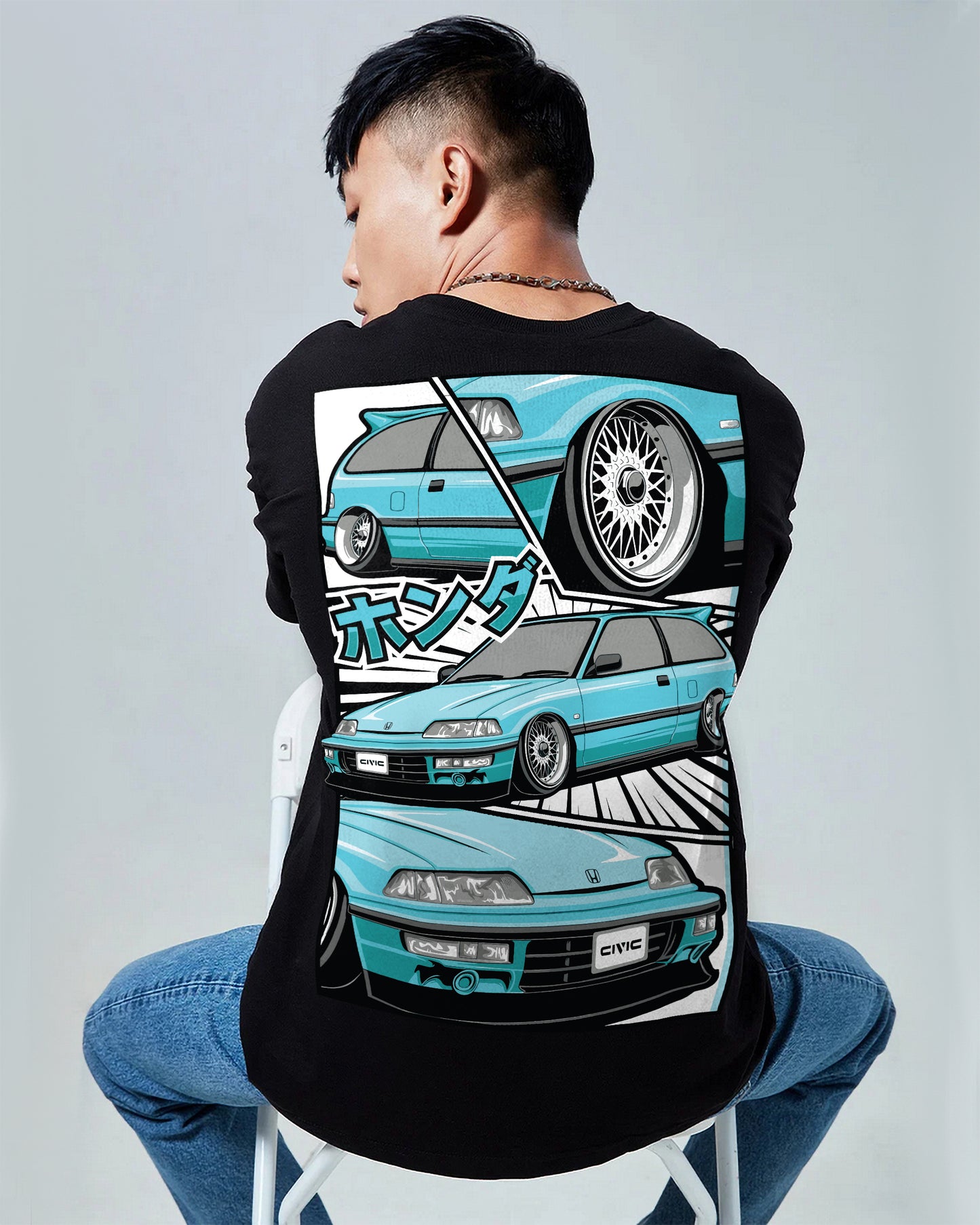 Honda Civic Oversized Tee Black 260GSM