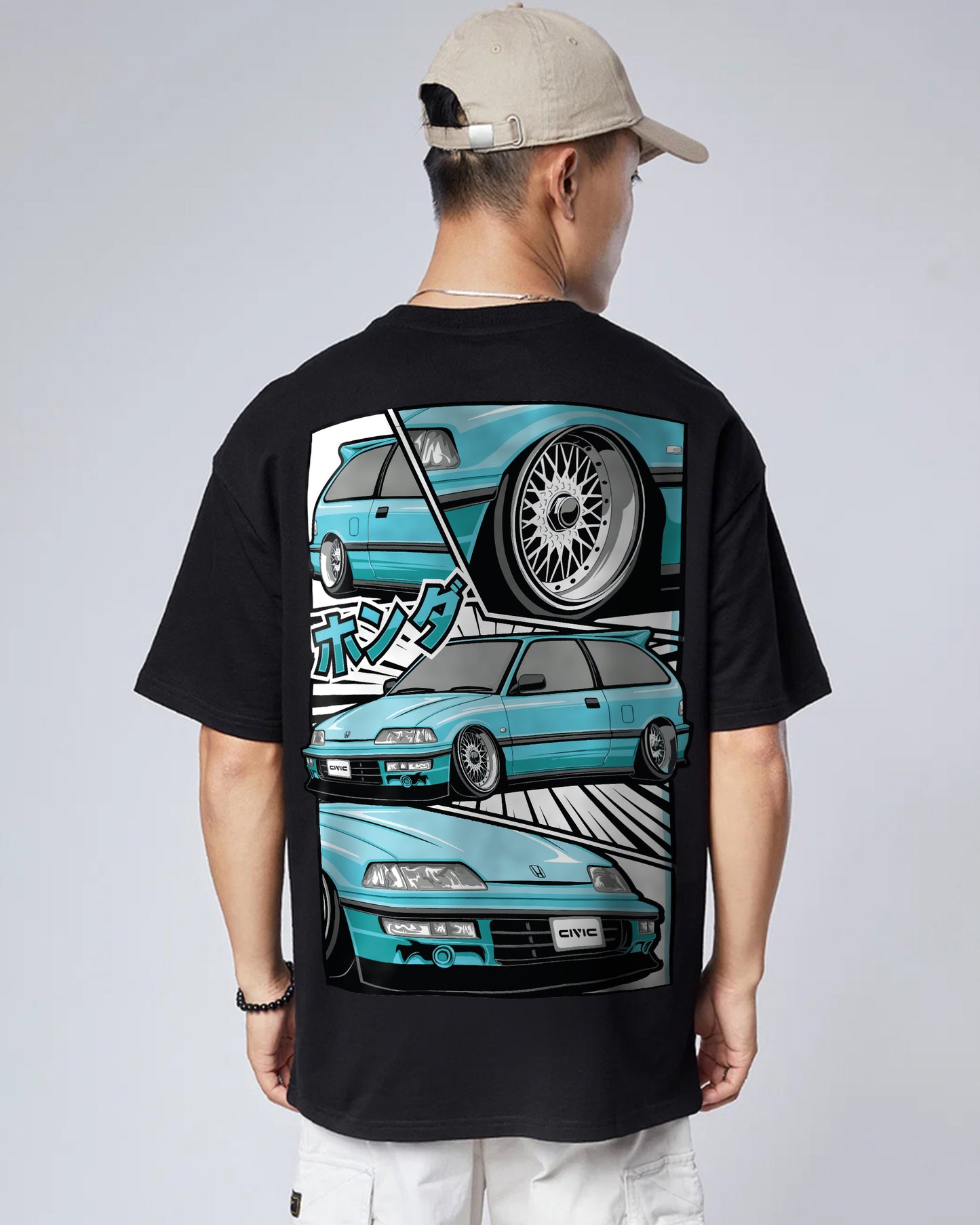 Honda Civic Oversized Tee Black 260GSM